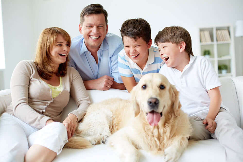 family with their dog