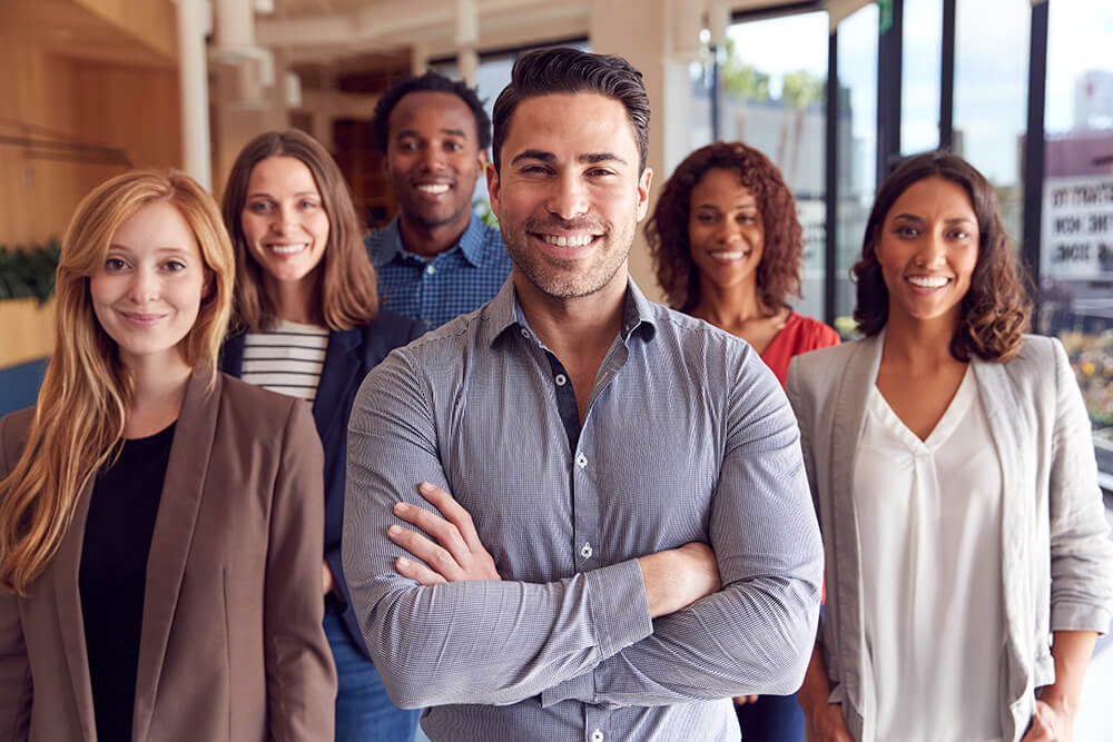 group of smiling agents