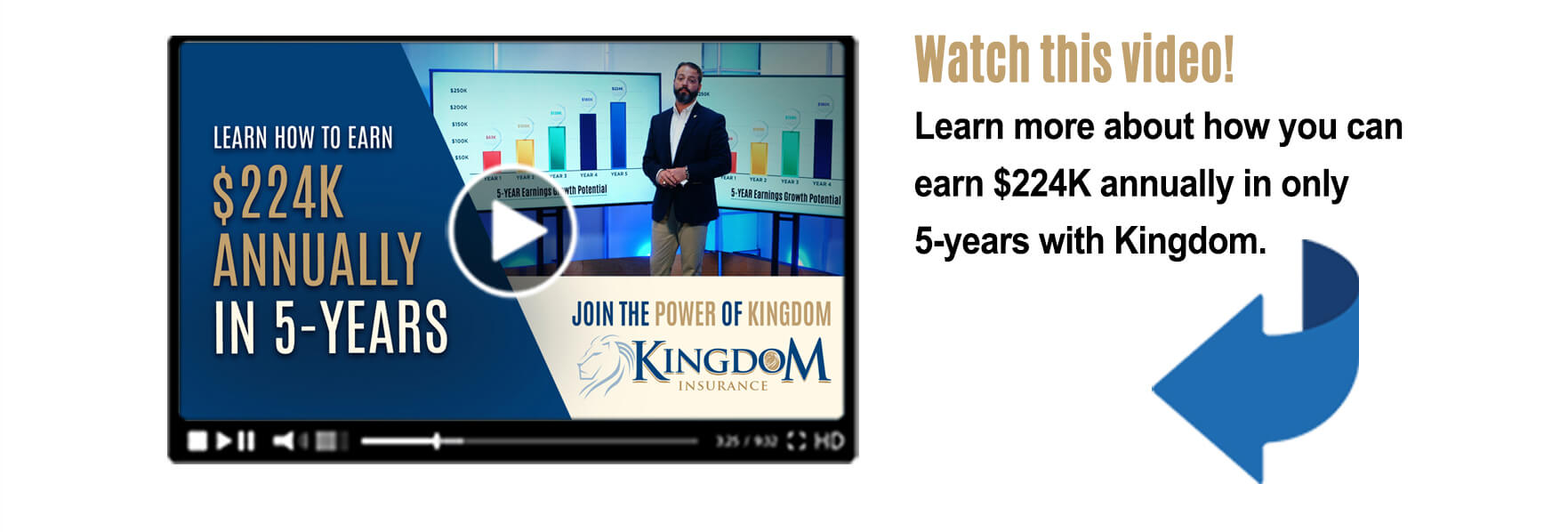 Watch this video! Learn more about how you can earn $224K annually in only 5 years with Kingdom.