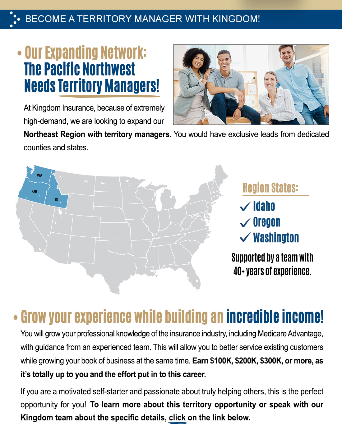 Pacific Northwest Region needs territory managers!