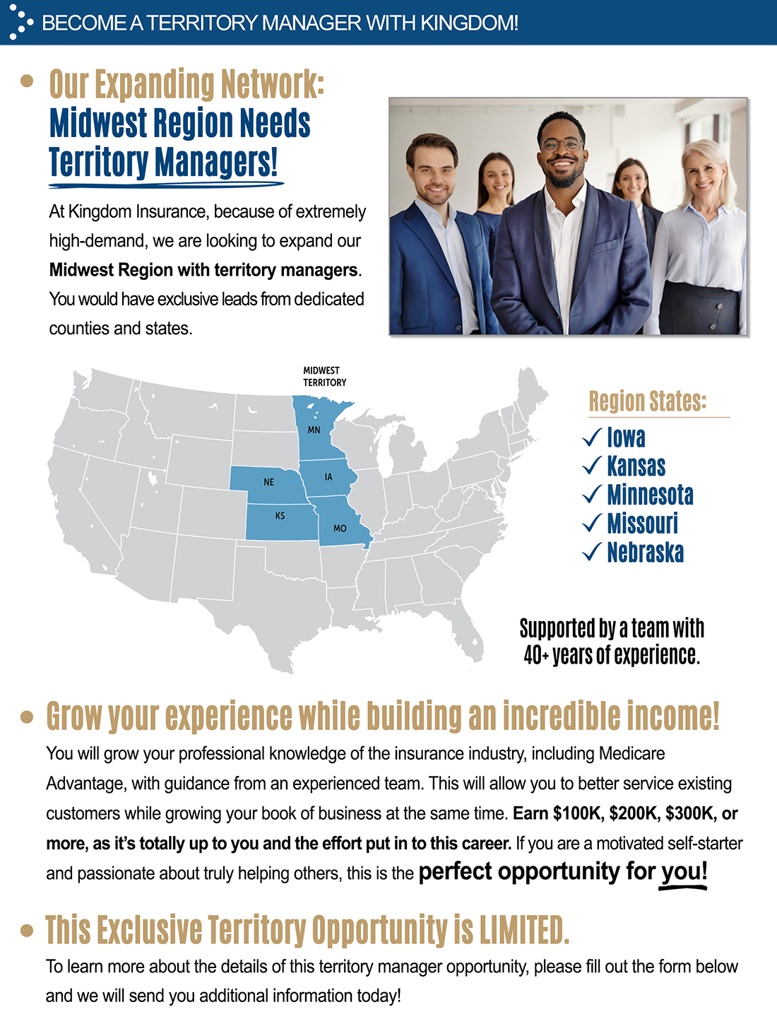 Midwest needs territory managers!