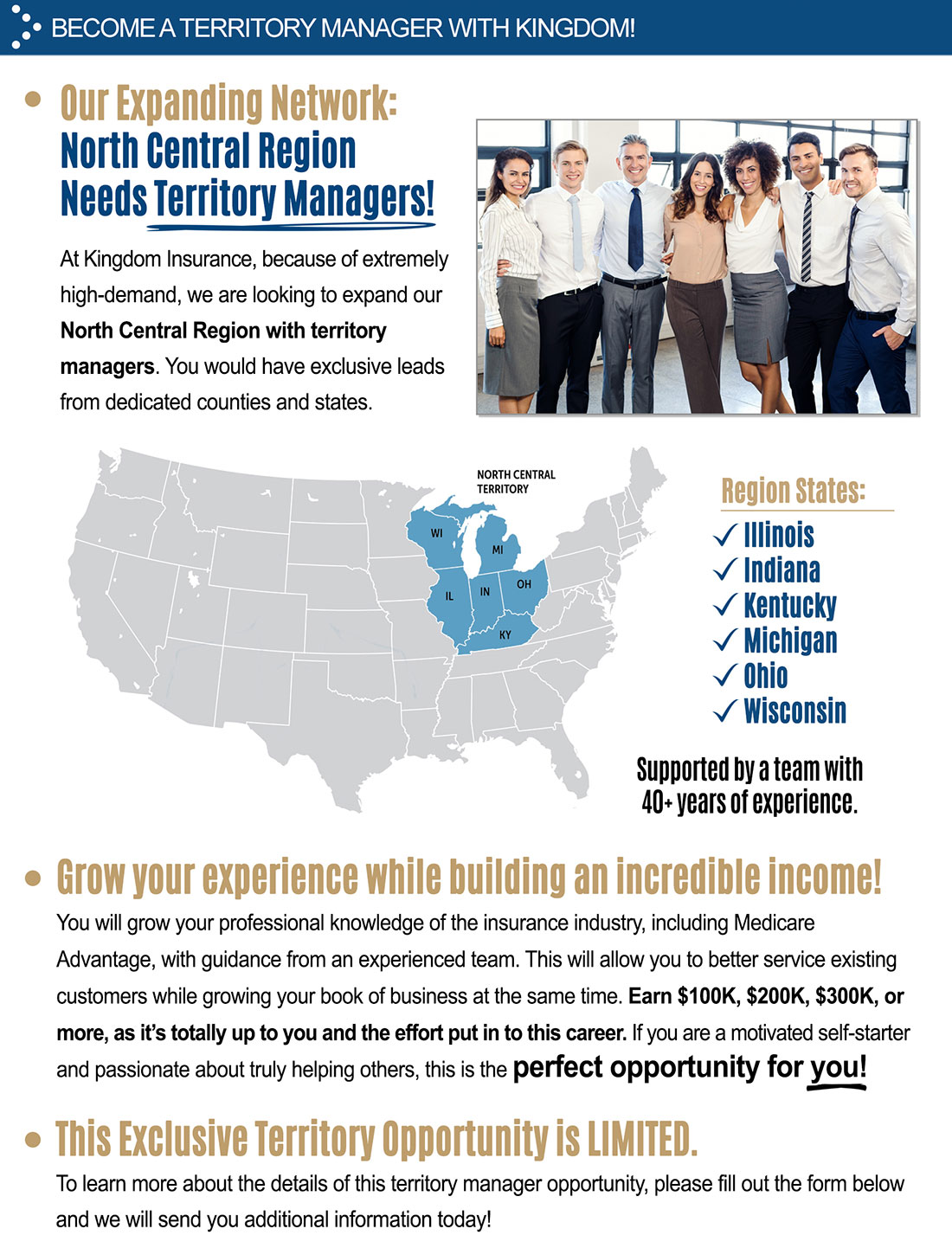 North Central needs territory managers!