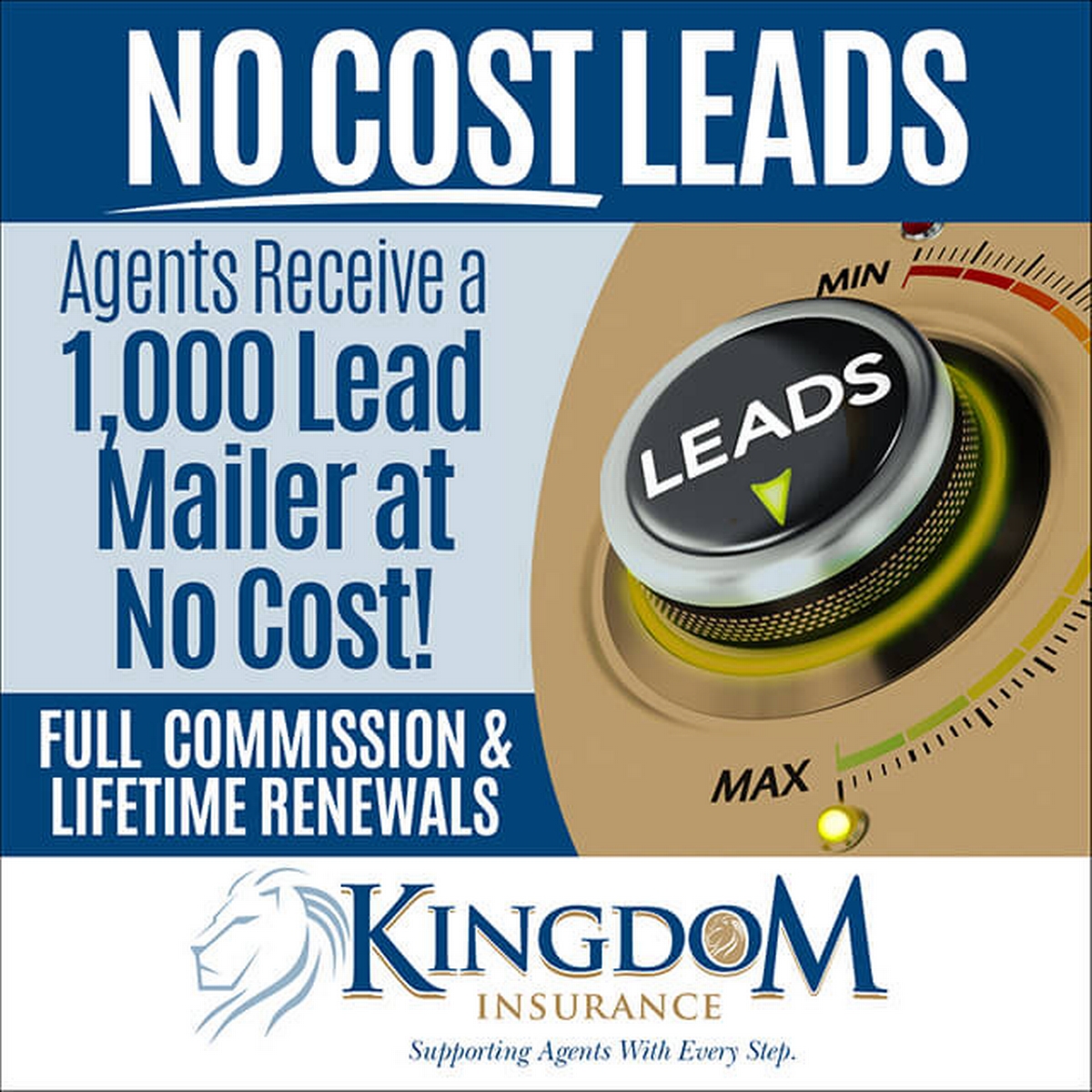 No Cost Leads - Agents receive a 1000 lead mailer at no cost!